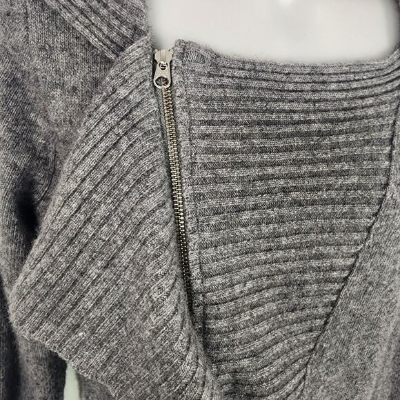 J Crew Women Dream Asymmetrical Zip Henley Sweater Gray Wool Cashmere Small Knit - Picture 6 of 10